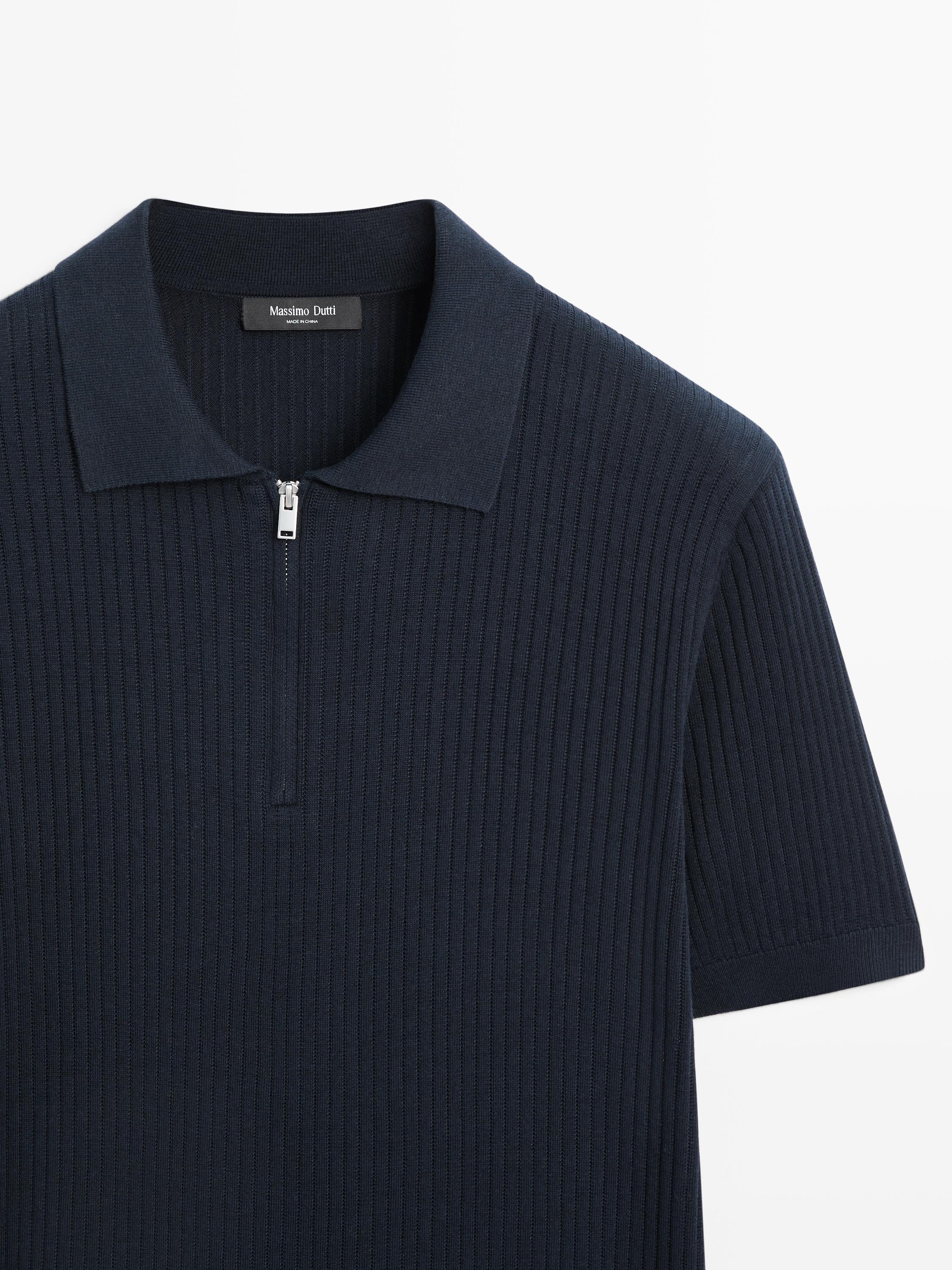 Pull polo en maille à col zippé